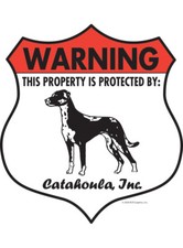 Warning Catahoula Property Protected - Beware Dog Aluminum Dog Sign - 7" x 8"
