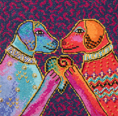 Cross Stitch Kit ~ Mill Hill - 2025 Laurel Burch Heartfelt Dogs #LB14-2512