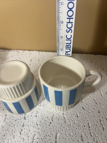 Two (2) McCoy Blue Striped Stackable Mugs - USA - Picture 6 of 7