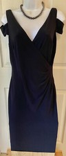 LAUREN RALPH LAUREN BLACK KNIT PULLOVER BARE SHOULDER V-NECK SHEATH DRESS - 4