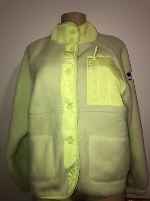 Puma Sherpa Fleece Snap Jacket Neon Green
