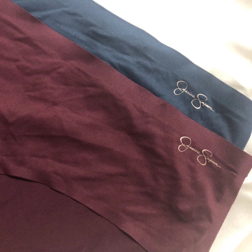 2 Pr Jessica Simpson Bikini Panties Soft Smooth Satin Skin Plum XL Spellout - Image 2 of 4
