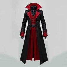 Gothic Trench Coat Black Red | Vampire Steamp...