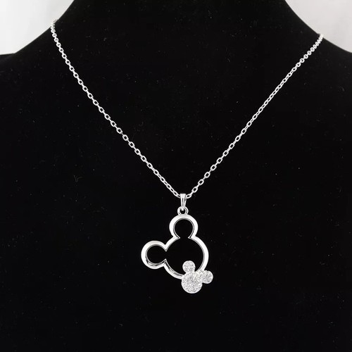 Mickey Mouse Necklace 925 Silver Pl. Disney Kids Women's Chain - Picture 2 of 3