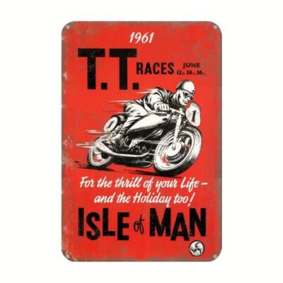 Blechschild Motorrad TT Rennen Races 1961 Isle of man Metallschild  TEL853