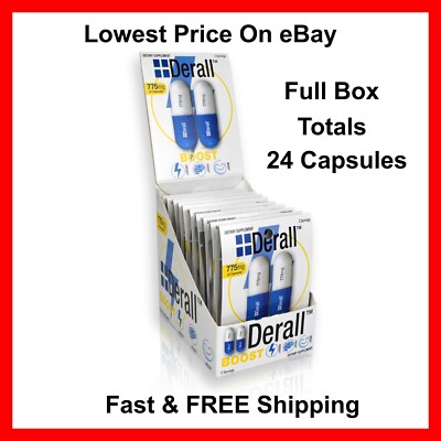 Derall Boost Focus 775mg Energy Concentration - 24 Capsules Total - Exp 11/2025