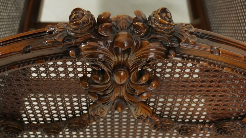 Luis XVI Cama Infantil Decorativa Tallada Tradicional Marrón Caoba Foto 4 de 4