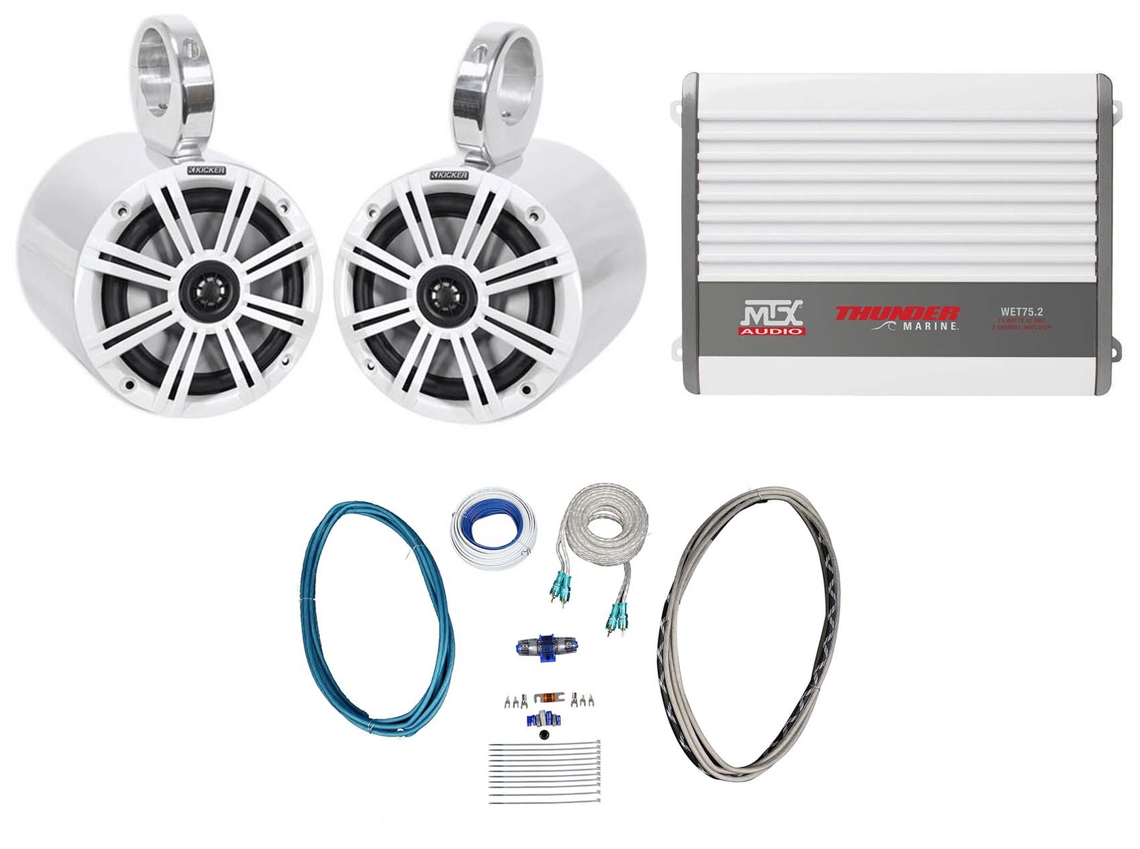 2 Колонки KICKER KM65 65 Silver Marine Wakeboard Tower Усилитель MTX Провода 68890₽