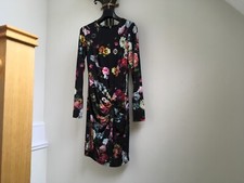 Ted Baker Vintage lined ruched dress Black floral knee length Bodycon