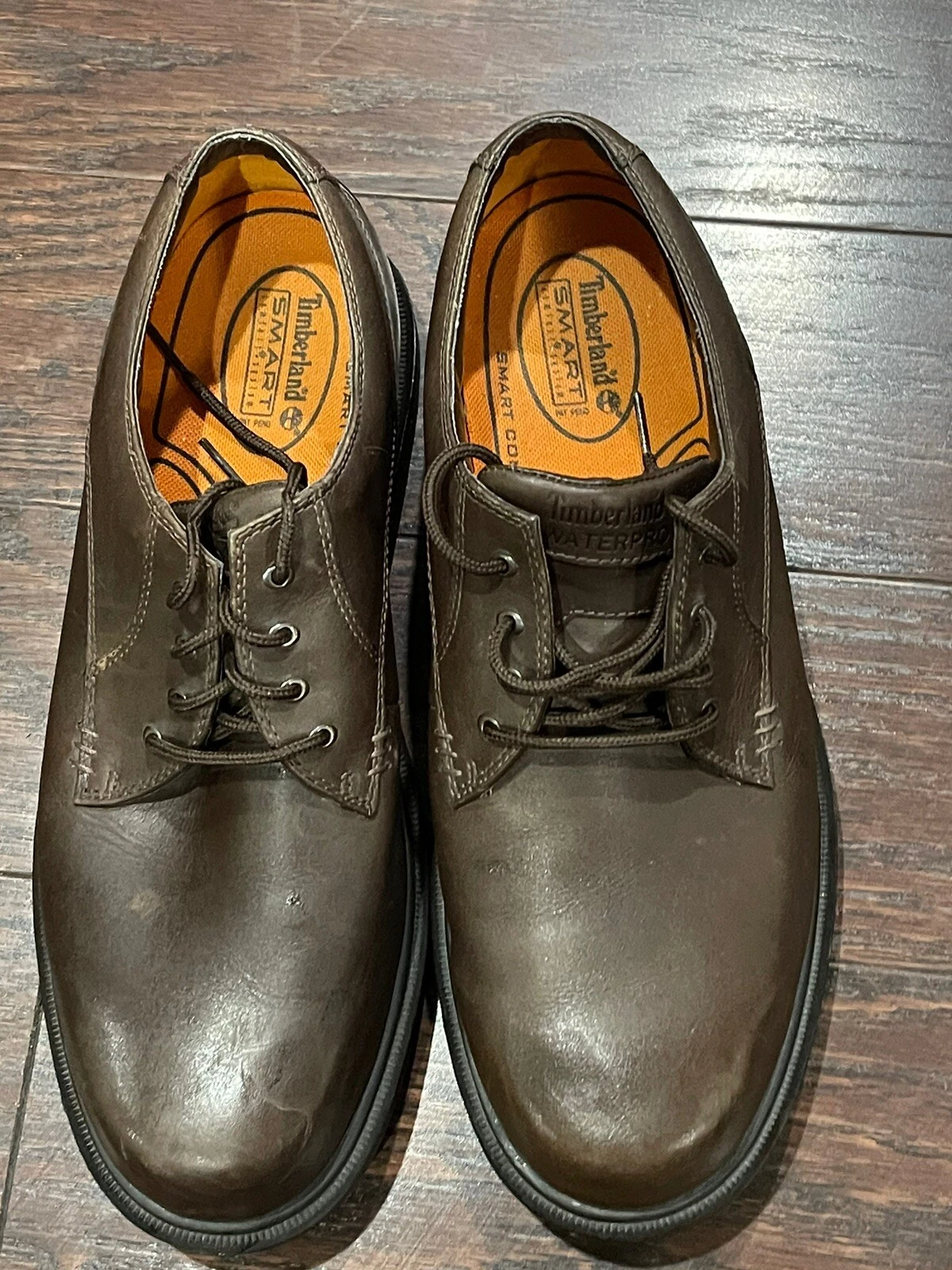 TIMBERLAND Oxford elegante impermeabile uomo taglia 13 M pelle marrone comfort casual