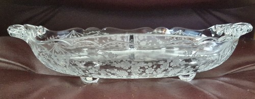 Vintage Cambridge Elegant Glassware 3 Part Divided Footed Etched Relish Dish - Bild 5 von 5