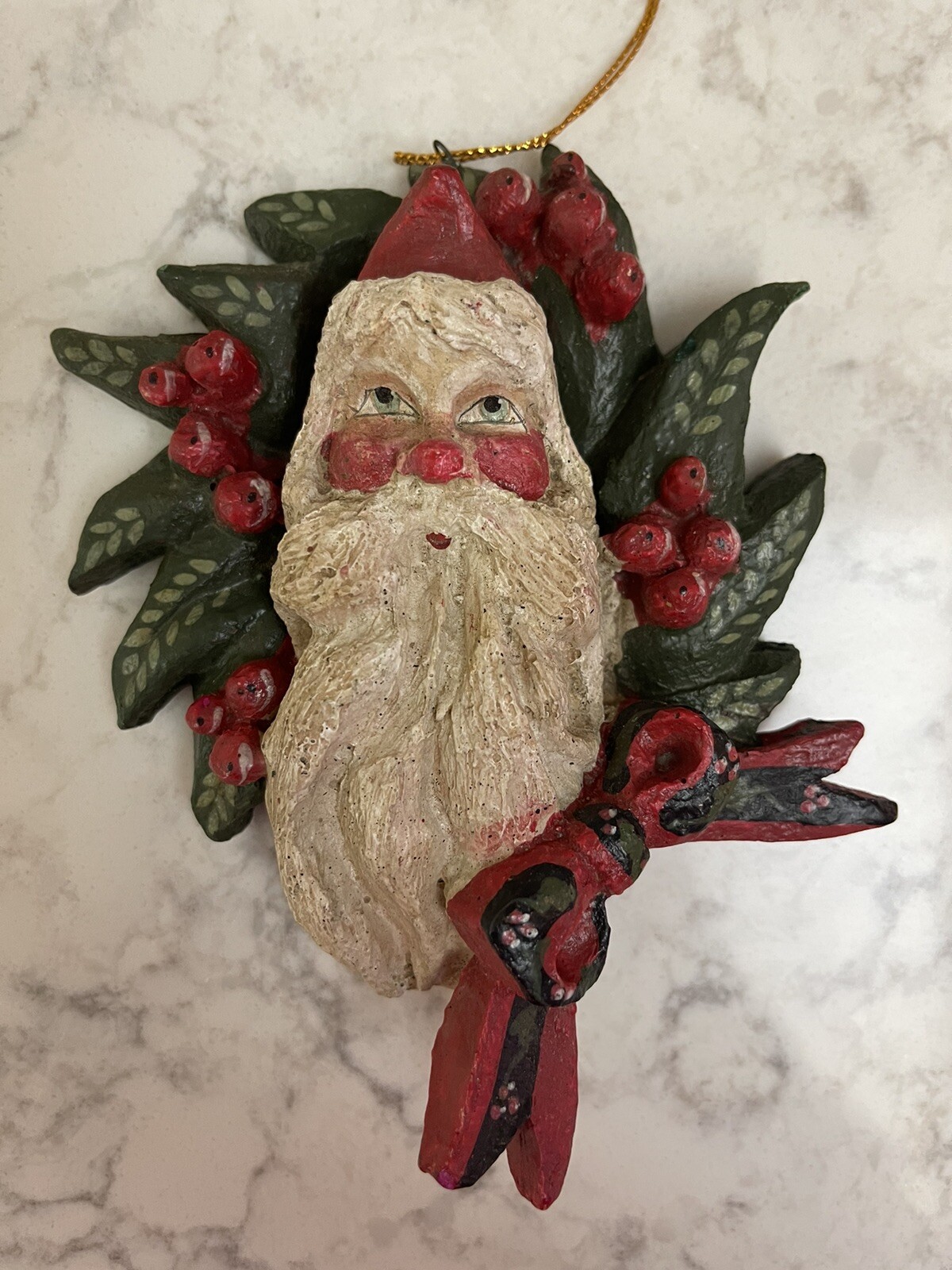 Enchanted Forest Santa Head Wreath Ornament by House of Hatten 1989-image