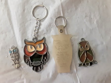 vintage lot of 4 Owl keychains - We Give a Hoot, and more