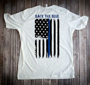 Thin Blue Line Flag Police Lives Matter Cops Officer T Shirt Usa Back The Blue Ebay