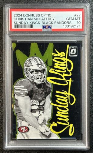 CHRISTIAN MCCAFFREY PSA 10 2024 DONRUSS OPTIC 27 SUNDAY KINGS BLACK PANDORA 9/25