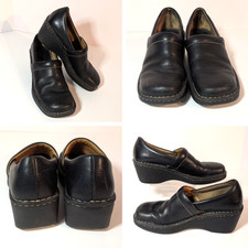Born Concepts Clogs Wedge Heel, Size 8 M W, Comfort Shoe Black Leather, W3898 F5