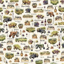 QT Fabrics Cork Barrel by Morris Creative Group 31167 E Cream Motifs Cotton