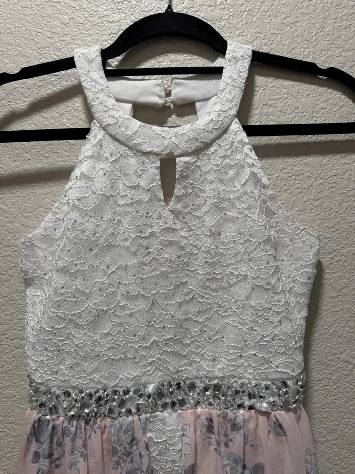 Speechless Kids белый цветочный кружевной комбинезон и розовый цветочный открытый макси юбка размер 16 - Изображение 2 из 4