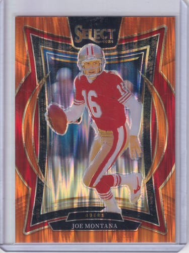 2024 Panini Select - Concourse Joe Montana #70 Orange Shock Prizm /499