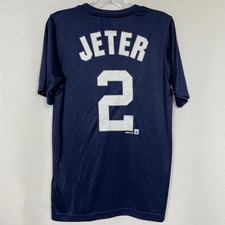 Derek Jeter 2 New York Yankees MLB Navy Blue Jersey T-Shirt Youth MEDIUM