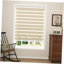 Zebra Blinds for Window Light Filtering Dual Layer 30" W x 72" H Light Brown