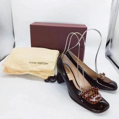 Escarpins LOUIS VUITTON Damier marron taille 37 24 cm design élégant - Photo 1/4