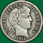 1912 Barber Dime Very Fine VF Coin #41981