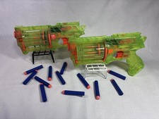 NERF N-Strike Maverick REV-6 Dart Blaster Sonic Green Clear LOT OF 2 2003