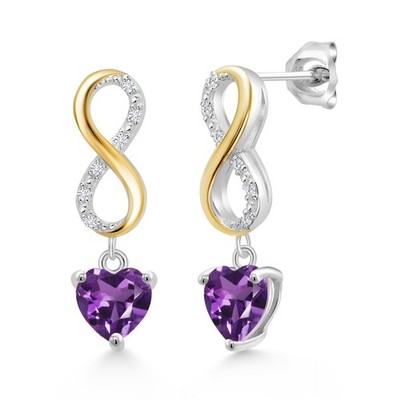 925 Silver and 10K Yellow Gold 6MM Heart Shape Gemstone Birthstone and Lab