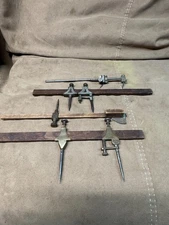 4 sets of antique trammel points bench made fins early adjustable trammel points
