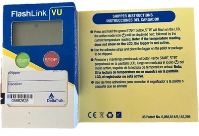 NEW DELTATRAK 20881 FLASHLINK VU 15 DAY IN-TRANSIT DATA LOGGER W/ LCD DISPLAY