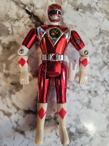 VINTAGE Mighty Morphin Power Rangers Red Ranger 5.5” Action Figure 1995 METALLIC