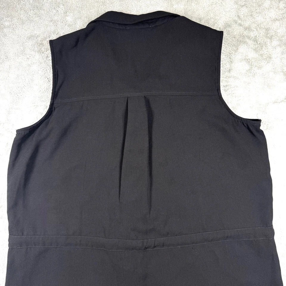 Vestido camisa utilitária Michael Kors feminino 14 preto sem mangas zíper bolso midi - Imagem 4 de 4