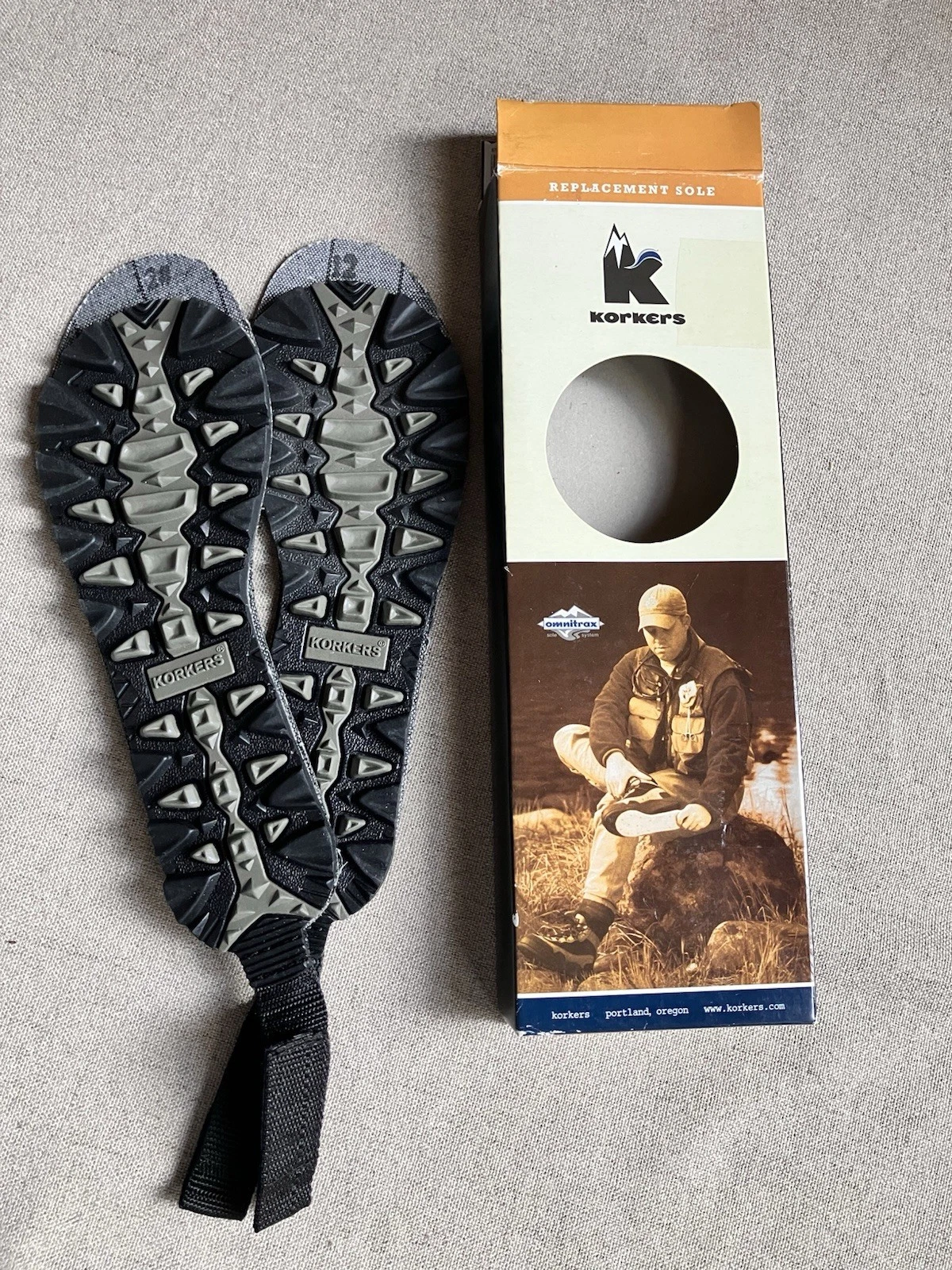 Korkers Omnitrax Replaced Rubber Lug Trail Soles Konvertible Wading Boot 12