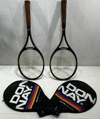(2) Vintage DONNAY G.T 18 BORG  Wood Tennis Racket Belgium w/ Covers Light 5