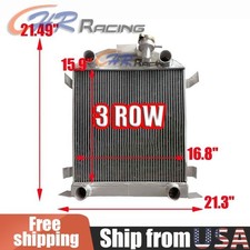 3 Row Aluminum Radiator For Ford Lowboy Chopped Wflathead 1932-1939 V8 Engine