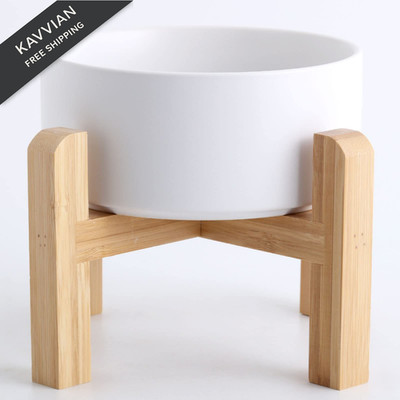 Petygooing White Elevated/Raised Ceramic Dog Bowl for 1.7 Cups - Small,