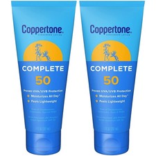 Coppertone Complete SPF 50 Moisturizing Sunscreen Lotion, 7 Fl Oz, Pack of 2 2.90 per gallon
