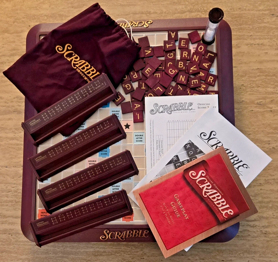 Scrabble Deluxe Turntable Crossword Game Hasbro 2001 *COMPLETE* - Image 3 of 4