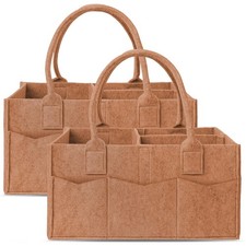 Cute Castle 2 Pack Diaper Caddy Organizer - Portable Baby Large, Caramel