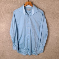 Perry Ellis Shirt Mens 16.5 34/35 Blue Dotted Slim Fit Button Down Cotton Casual