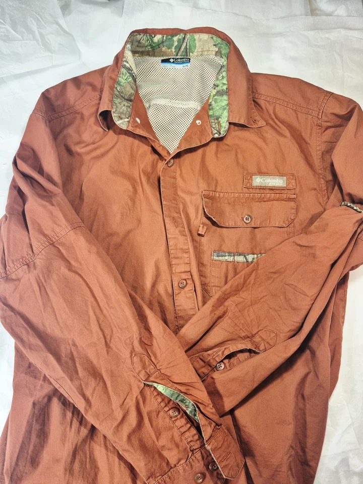 Columbia PHG XL Hunting Shirt Rust Realtree Camo Trim Quick Dry Outdoor Gear - Image 3 of 4