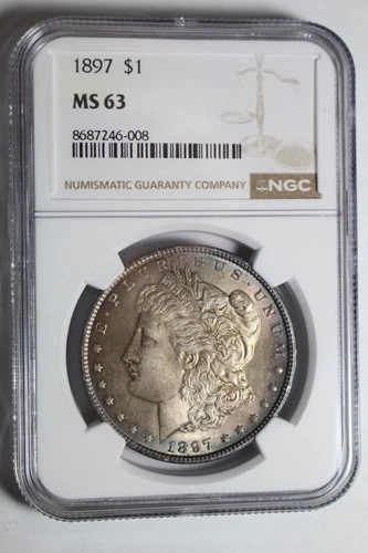 1897 Morgan Silver Dollar NGC MS63 #008 Toned
