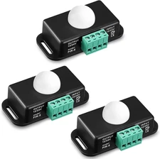 3 Packs 12 V 24 V PIR Sensor Adjustable LED C Black Infrared Motion Detector Bod