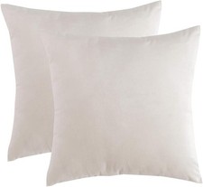 Velvet Decorative Throw Pillow Covers Cushion 20" x 20" Pack of 2 Cream
