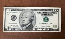 Used Vintage United States Of America $10 Dollar Bank Note ~ 1999 SERIES