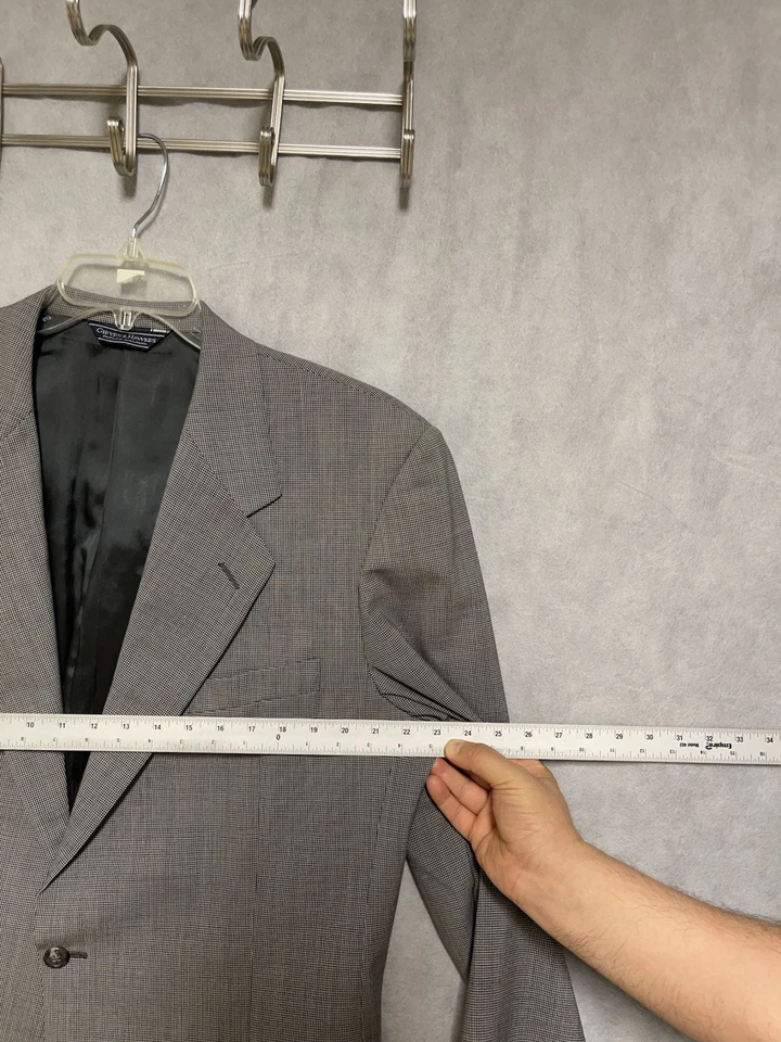 Traje Gieves & Hawkes Hombre 44L Gris Pata de Gallo Franela 1 Fila Savile 37x32.5 Lujo Foto 2 de 4