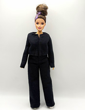 Hand-sewn 2-Piece Jacket  Wide-Legged Pants set for Curvy Barbie Doll