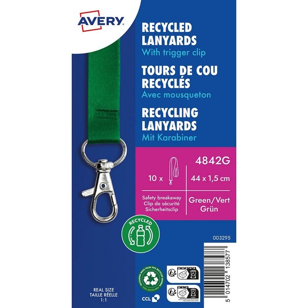 Avery Zweckform Lanyards 4842G, Karabiner, GrüN, 10 St.-image