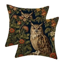 Abstract Vintage Floral Pillow Covers 18x18 Inch 18" x 18" Pack of 2 Owl-2